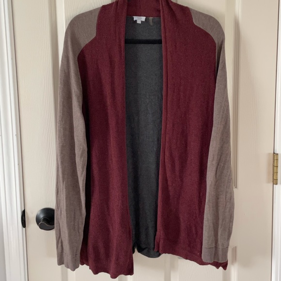 Bela NYC Maroon & Gray Color Block Waffle Knit Open Cardigan, Sz 5 - Picture 4 of 12